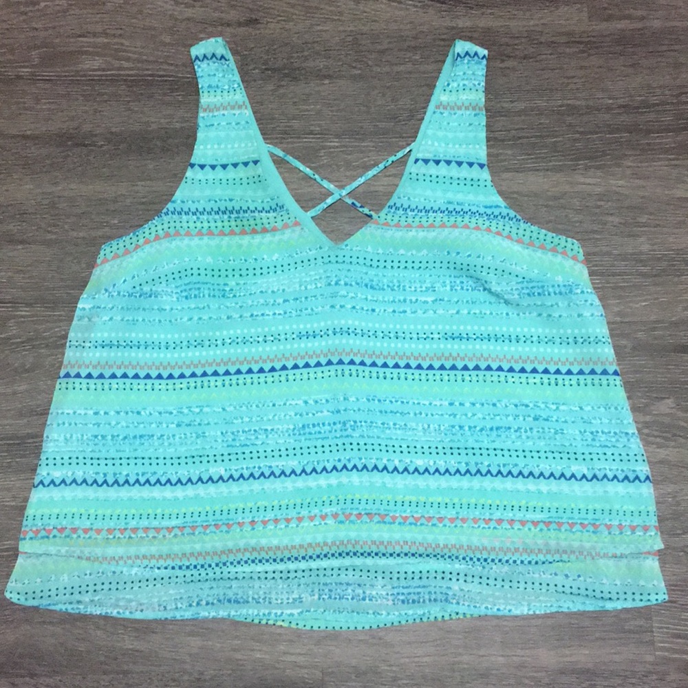 Teal striped blouse